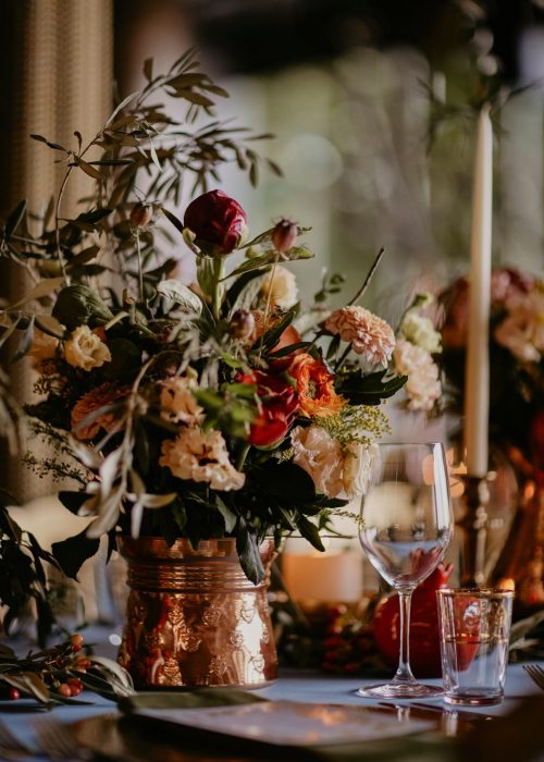 Bohemian,Style,Wedding,Dining,Table,Decorated,With,A,Blue,Covered